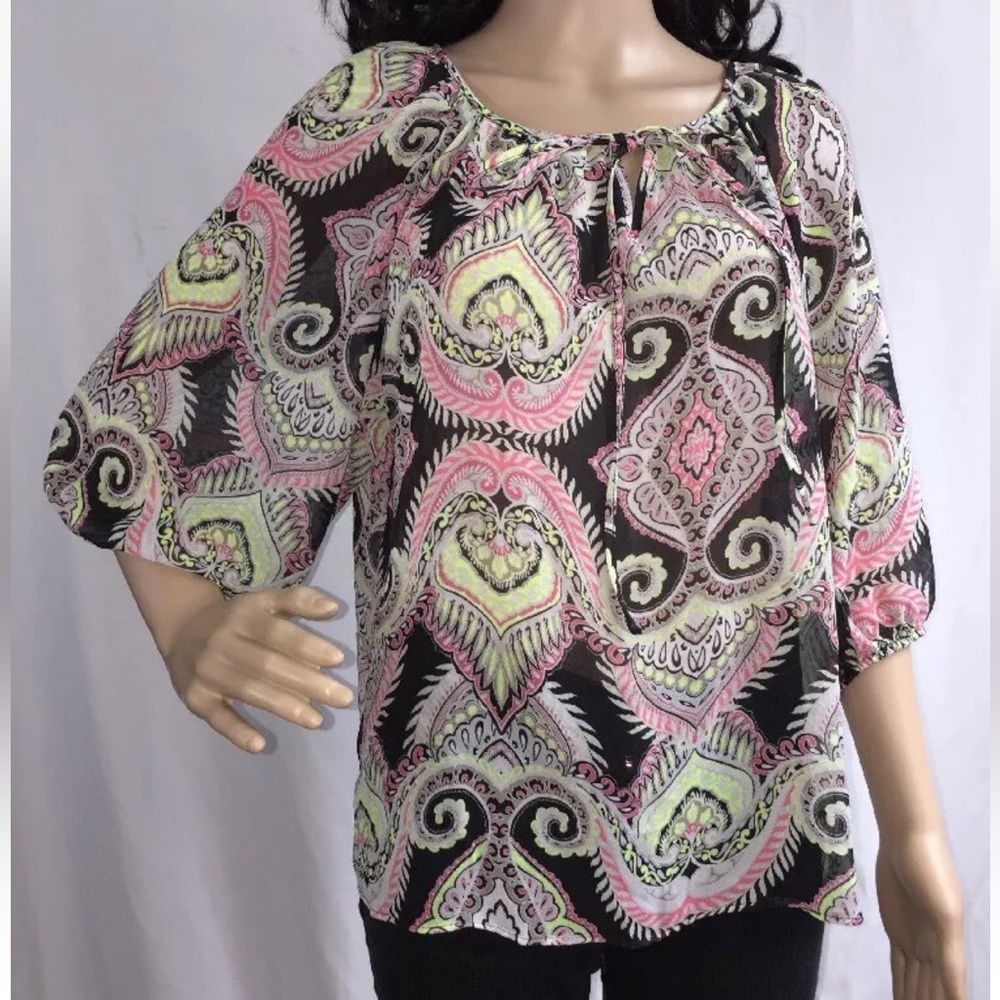 ANA Sheer Floral Blouse